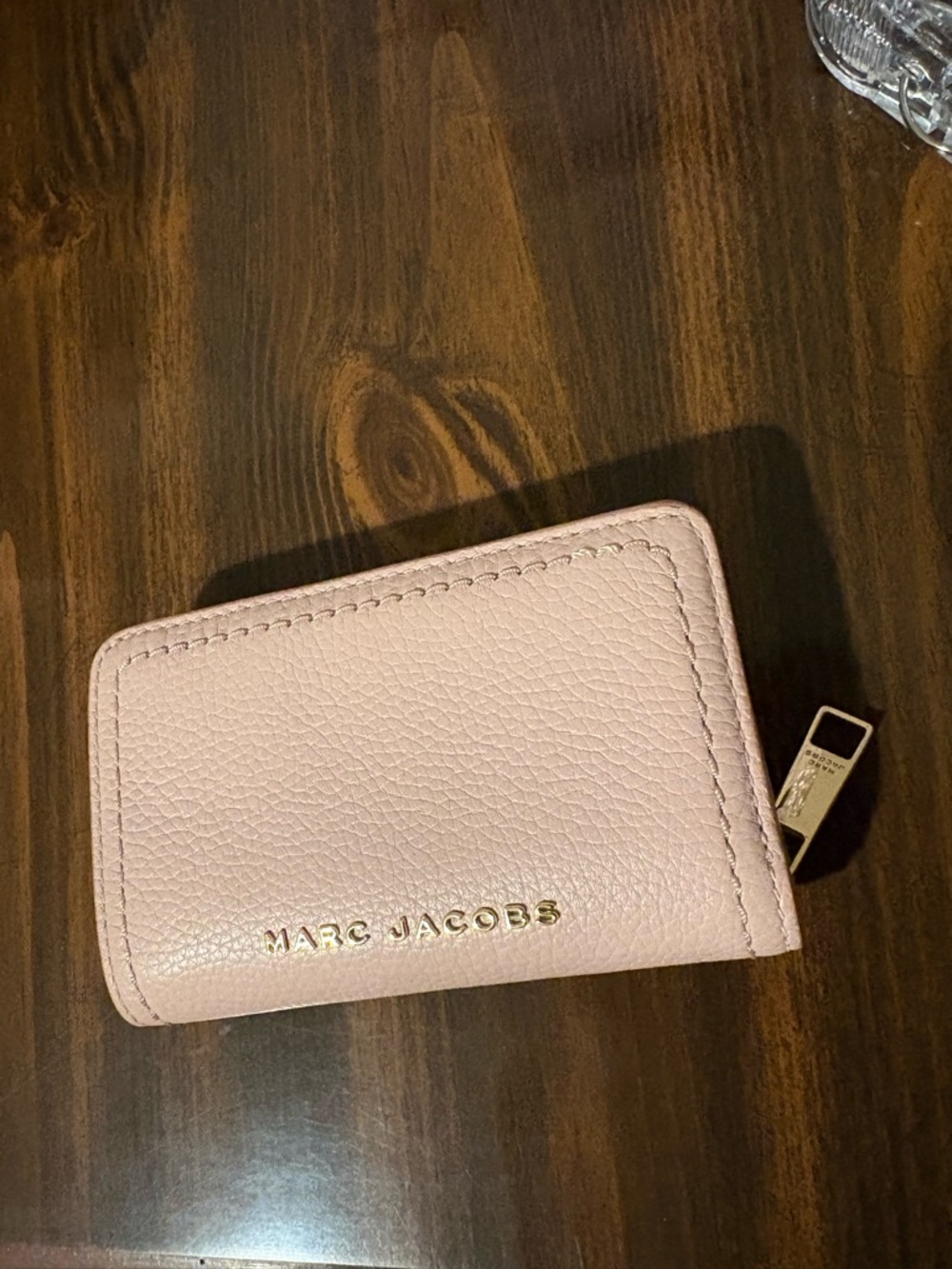 Marc Jacobs Blush Pink Pebbled Leather Zip Card Holder